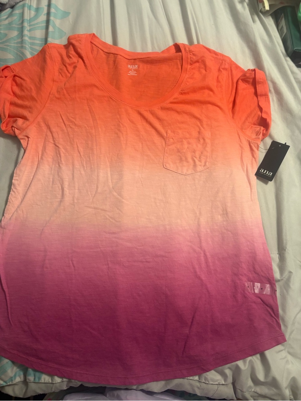a.n.a Hot Coral Ombre Pocket Tee